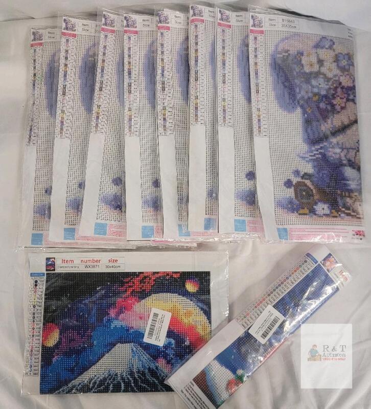 NEW SENQAO Diamond Painting Kit Lot &ndash; 10 Canvases, 30x40cm & 35x55cm, Mountain, Dragon, Gnome Art