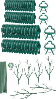 New 60PCS Adjusting Garden Plant Clips (2 Sizes) & Green Tree Branch Shape Poles for Indoor Outdoor Potted Plants,