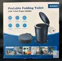 As-New In-Box Wadeo Portable Folding Toilet with Toilet Paper Holder