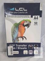 50 New LCL DTF Transfer Sheets. A4,