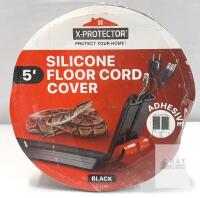 NEW X-Protector Silicone Floor Cord Cover, Black, 5 ft, 3-Line, Adhesive Backing, Model B08LDMYNHY