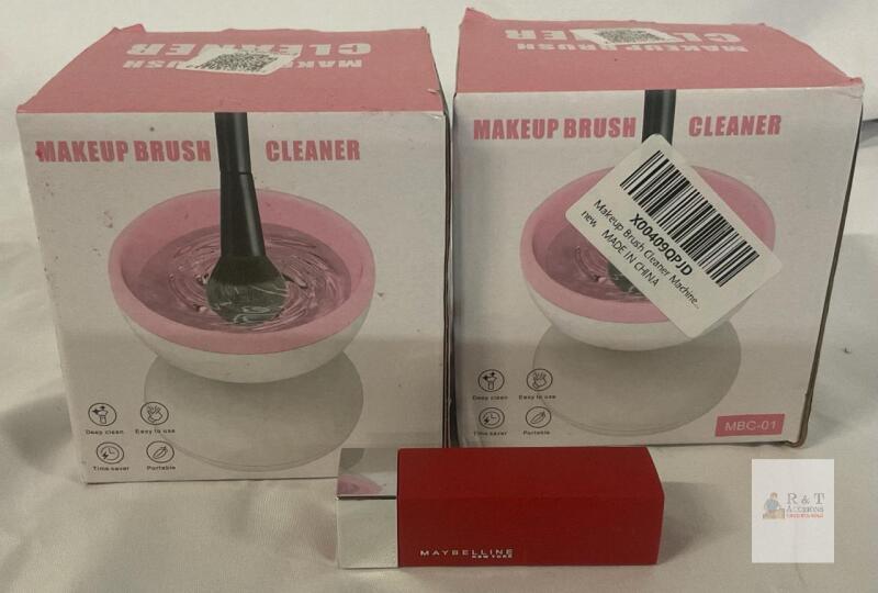 NEW LIPSTICK AND 2 NEW MBC-01 Electric Makeup Brush Cleaner, USB Powered, Black/Purple, Original Box, Deep Clean