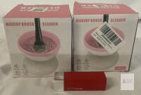 NEW LIPSTICK AND 2 NEW MBC-01 Electric Makeup Brush Cleaner, USB Powered, Black/Purple, Original Box, Deep Clean