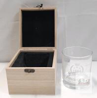 NEW 1984 Vintage Engraved Whiskey Glass with Wooden Gift Box, Old Fashioned Tumbler 10.5oz
