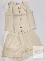NEW PrettyGarden Women&rsquo;s 2-Piece Set, Vest & Shorts, Beige, Size Medium, Button Front, Pockets
