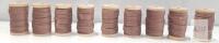NEW Vintage STYLE Wooden Spools with Brown Cotton Thread, Set of 10, 3x2 in, Craft or Decorative