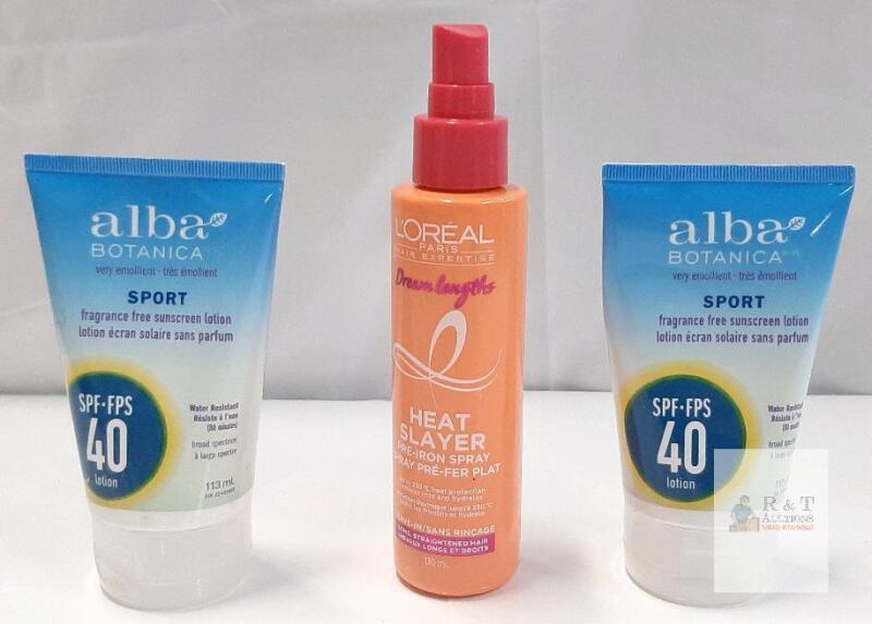 NEW L'Or&eacute;al Paris Heat Slayer Pre-Iron Spray 130mL & Alba Botanica SPF 40 Sport Sunscreen 113mL (x2)