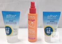 NEW L'Or&eacute;al Paris Heat Slayer Pre-Iron Spray 130mL & Alba Botanica SPF 40 Sport Sunscreen 113mL (x2)