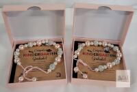 NEW Kindergarten Graduate Gift Bracelet Set &ndash; Pink Pearl, Iridescent Beads, Unicorn Charm, Boxed