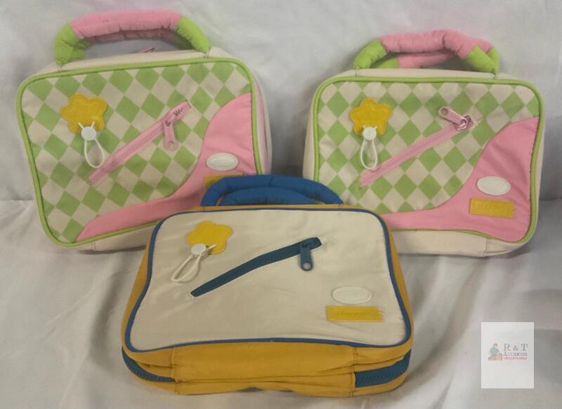 3 NEW TXJ HZB02-G Kids Insulated Lunch Bag Organizer, Padded Handle, Zipper, 2 Compartments, 10x8x3.5 in