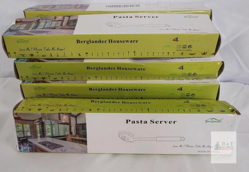 9 NEW Berglander Stainless Steel Pasta Servers, 13 Inch, Silver, New in Box