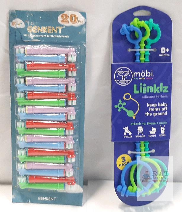 NEW GENKENT 20-Pack Kids Toothbrush Heads Compatible with Oral-B, M&ouml;bi Liinklz 3-Pack Silicone Tethers