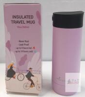 NEW Perkvil Insulated Travel Mug, 12oz Stainless Steel, Pink, Leak-Proof, 8hr Hot/14hr Cold Retention