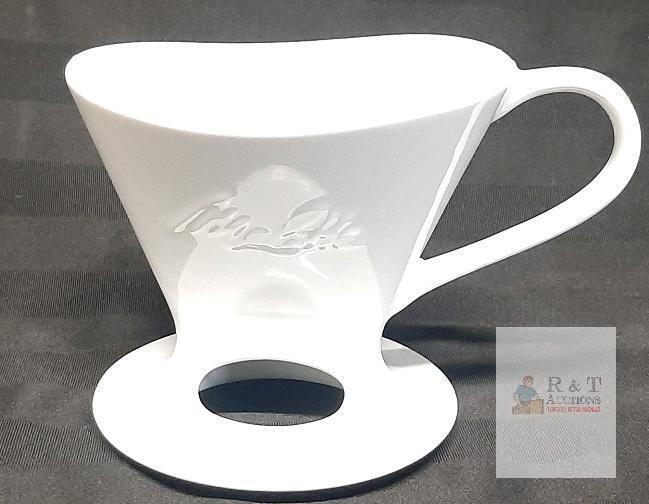 NEW Melitta 1x2 Porcelain Pour-Over Coffee Dripper, White, Embossed Logo, #2 Filter Compatible