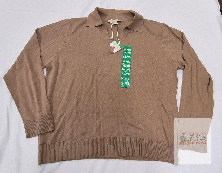 NEW LOFT XL Polo Collar Pullover Sweater, Cotton Blend, Taupe, Long Sleeve, New w/ Tags