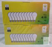 20 New Master LED 1500lm 15W Non-Dimmable Light Bulbs , Warm White .