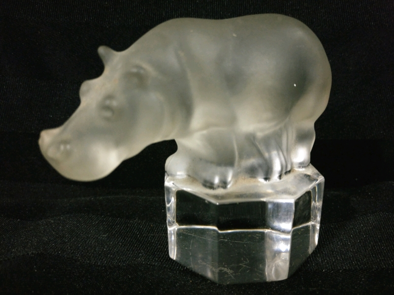 Goebel Glass Hippo Figurine - 3" Tall