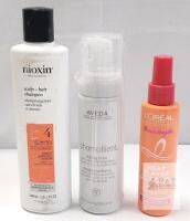 MIX LOT NEW Nioxin System 4 Shampoo 10.1oz, Aveda Phomollient Styling Foam 6.7oz, L'Or&eacute;al Heat Slayer 4.4oz