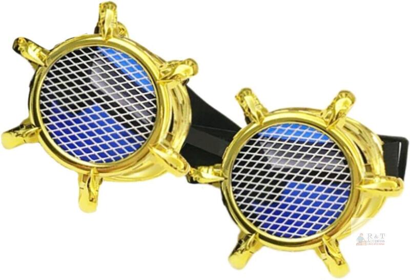 New Adult O/S Steampunk Claw Rim Goggles With Screened Blue Lenses