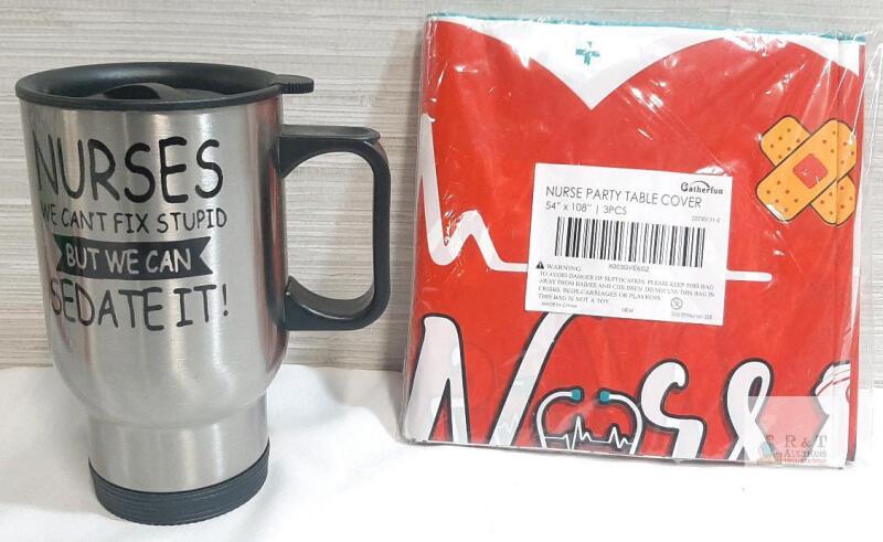 New Nurse Themed Travel Mug & Party Table Cover