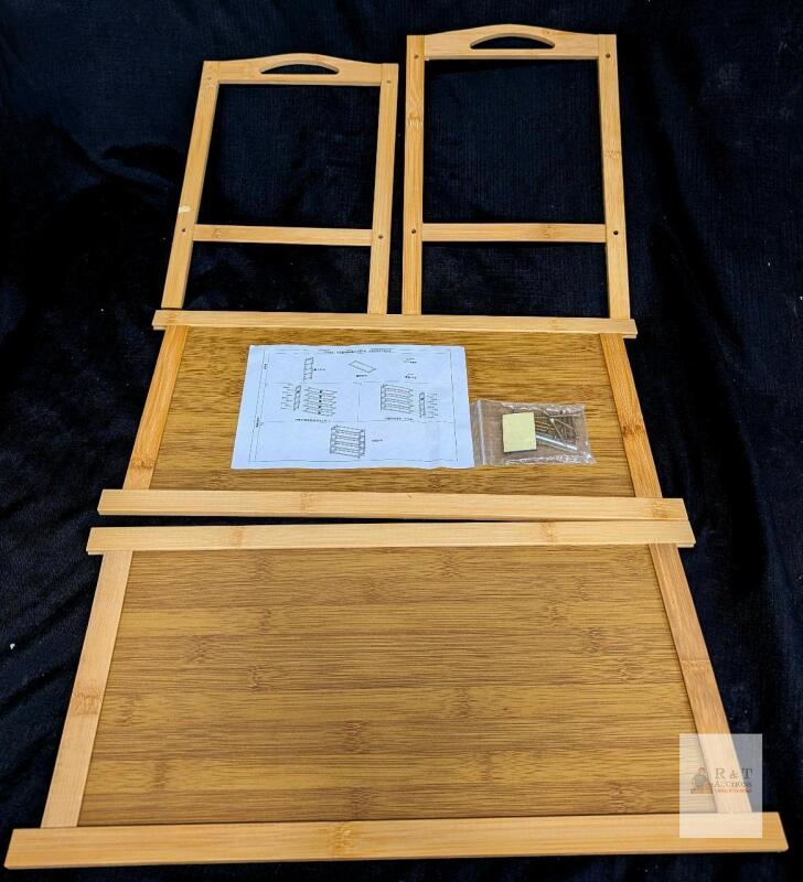 Bamboo Bath and Shower Caddy Tray Kit w/ Handles, 21" Wide, Unassembled, Hardware Included