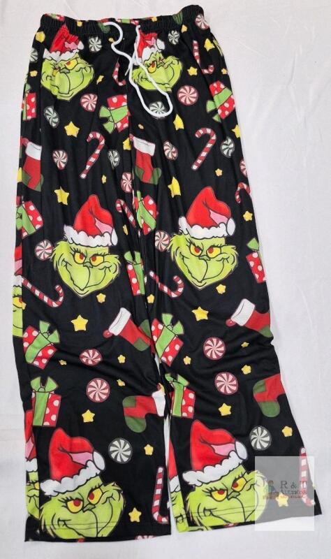 NEW Grinch Christmas Pajama Pants Large &ndash; Black, Drawstring, Elastic Waist, Official Print, Unisex/Men&rsquo;s