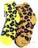 Disney Mickey Mouse Leopard Print Fuzzy Crew Socks, 2 Pairs, Women's Size 4-10, Blue Purple Yellow - 3