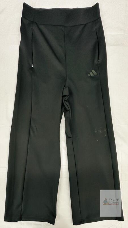 NEW Adidas Black Track Pants S Small, Elastic Waist, Zip Pockets, Made in Jordan, Minor Stains