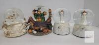 Lot of 4 SRG Member's Mark Musical Snow Globes &ndash; Angel Hope & Joy, Halloween, Dolphin Ocean Themes