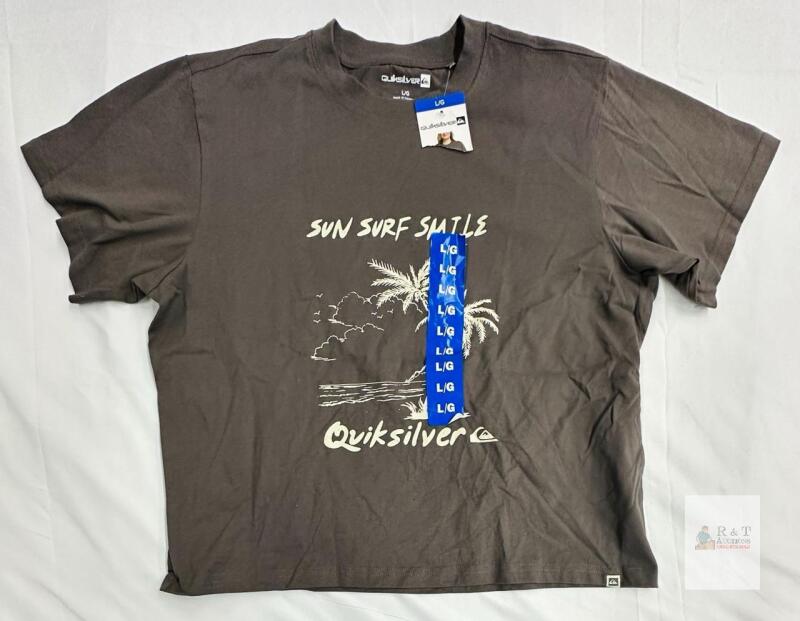 NEW Quiksilver Sun Surf Smile Men&rsquo;s Graphic T-Shirt Brown Large Short Sleeve New with Tags