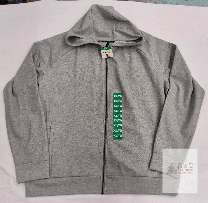 NEW 32 Degrees Heat Men's XL Full-Zip Hoodie Light Gray Cotton Blend Raglan Sleeve