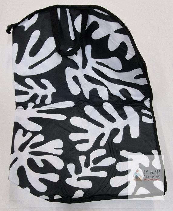 Black and White Abstract Print Garment Bag with Zipper, 24"x20", Fabric Handle
