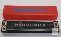 10-Hole Diatonic Harmonica with Metal Cover, Plastic Case, Approx. 4.1 in Length