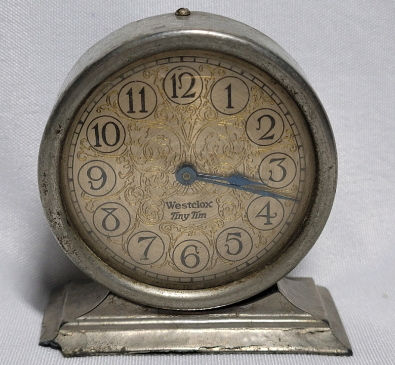 Antique Westclox Tiny Tim Shelf Clock - Over Wound , not working