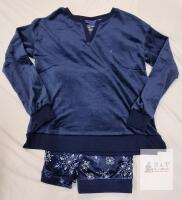 NEW Nautica Women's Pajama Set, Size Small, Navy Velour Top, Snowflake Print Bottoms, Cambodia