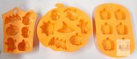 NEW Set of 3 Halloween Silicone Baking Molds&mdash;6/7 Cavities, Pumpkins, Bats, Witch, Ghosts, Food Safe