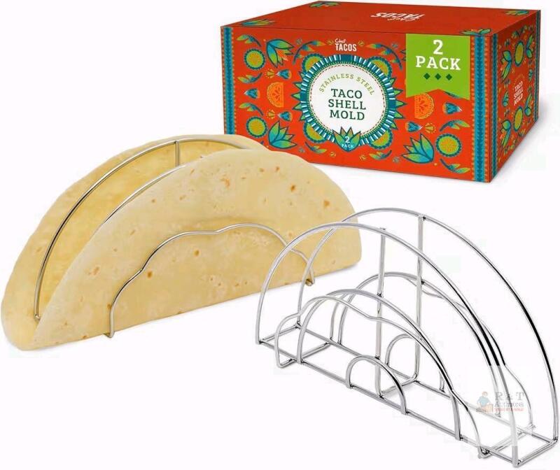 New Chef Tacos 2-Pack Premium Taco Shell Molder for Oven & Air Fryer Use - Versatile Taco Maker, Taco Shell Mold for Frying, Air Fryer Taco Shell Mold, Taco Fryer Basket, Non-Stick Taco Shaper, Easy Clean