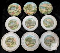 Currier & Ives Four Seasons Decorative Plates Set of 9, Japan, Spring Summer Autumn, 7.25" Porcelain
