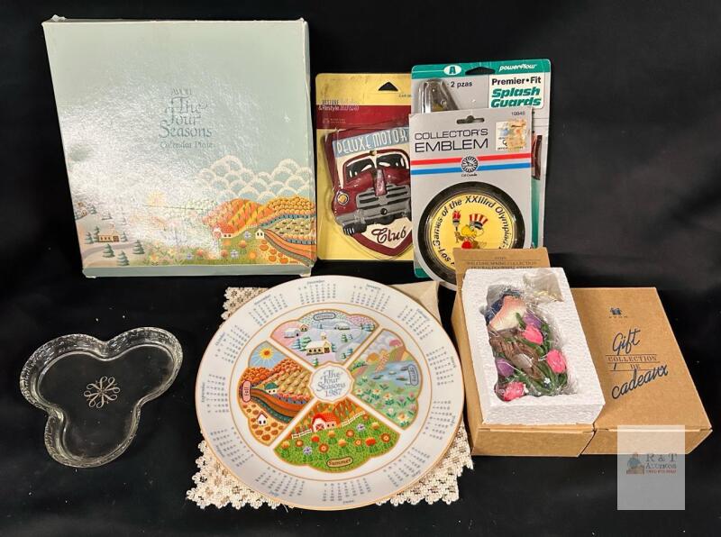 Mixed Household Items Lot, Includes Calendar Plate, Doorbell Covers, and More - See Photos