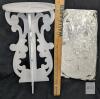 Pair of 15.25" White Plastic Decorative Pedestal Cake Stands, Ornate Scroll Design, Assembly Required - 2