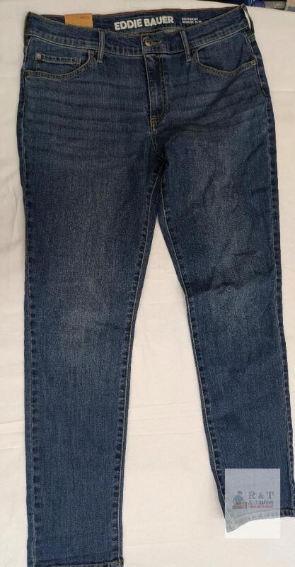 NEW Eddie Bauer Boyfriend Jean Size 8 Mid Rise Medium Blue Denim, 5-Pocket, Zipper Fly, Tags Attached