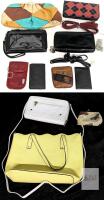 Assorted Women's Handbag, Wallet & Purse Lot &ndash; Yellow Tote, Patchwork Clutch, White Crossbody