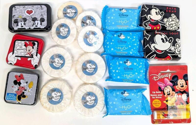 Disney Resorts Amenities Mickey & Minnie, Facial/Bath Soap, Lip Balm, Tins