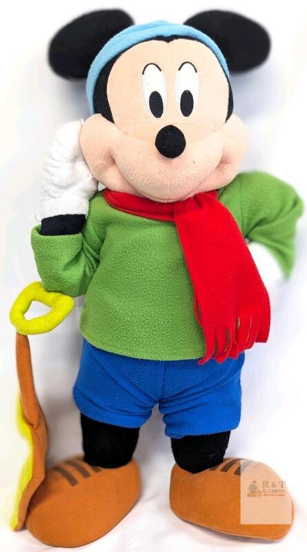 Large 27.5" Disney Mickey Mouse Plush Winter Outfit with Scarf & Sled Accessory