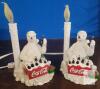 Coca-Cola Polar Bear Christmas Candle Table Lamp Pair &ndash; 8" Electric Lighted Holiday Decor - 2