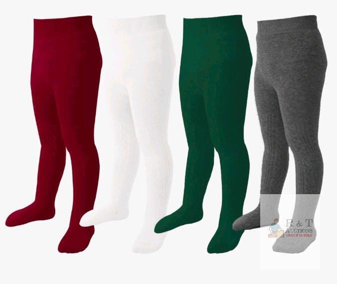 NEW Mini Angel Cotton Rich Baby Girl Tights, 4 Pack, XS (3-6 Years), Red/White/Green/Charcoal, New