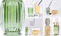 New DASITON Makeup Brush holder Organizer, Cosmetic Makeup Brush Glass Brushes Storage Holder, Retro Make Up Brush Cup striped vase(Green)