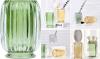 New DASITON Makeup Brush holder Organizer, Cosmetic Makeup Brush Glass Brushes Storage Holder, Retro Make Up Brush Cup striped vase(Green)