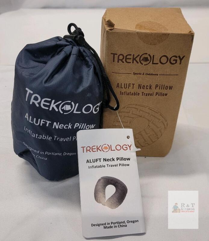 NEW Trekology ALUFT Inflatable Travel Neck Pillow, TPU-Coated, 16"x10"x4", Compact, w/ Carrying Pouch