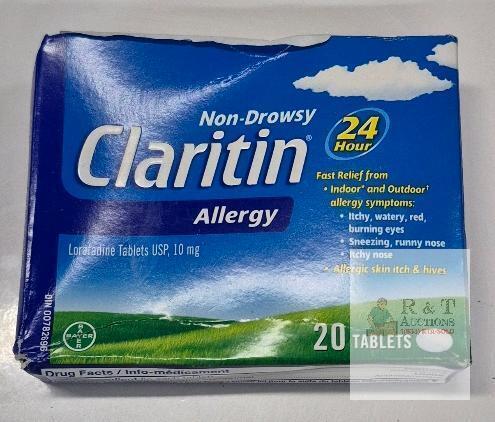 NEW Claritin Non-Drowsy Allergy Tablets, Loratadine 10 mg, 20 Tablets, Expires 08/2027, Bayer, DIN 00782866
